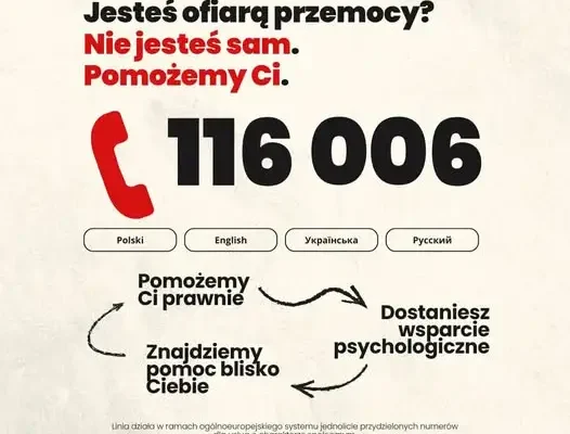 Ogólnopolska linia pomocy dla ofiar przemocy 116 006 – nie jesteś sam